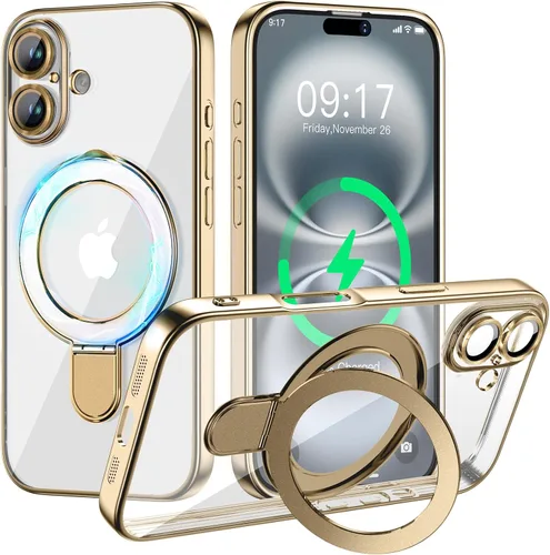 Vista 35 de Funda magnética para iPhone 14 Pro con soporte invisible [compatible con MagSafe] [protector completo de lente de cámara]