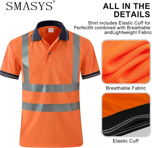 Vista 5 de SMASYS - Polo de seguridad de alta visibilidad naranja
