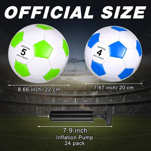 Vista 2 de Sotiff 24 pelotas de fútbol a granel con 24 bombas de fútbol desinfladas para niños, adolescentes, fútbol a granel para entrenamiento