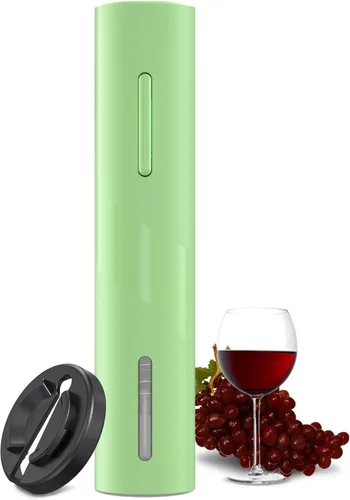 Vista 12 de COKUNST Abrebotellas de vino eléctrico, funciona con pilas, con cortador de papel de aluminio, removedor de sacacorchos con botón de un solo clic