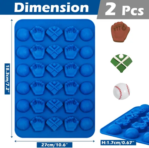 Vista 3 de Webake El Molde Original de Silicona para Chocolate de Béisbol para Chocolate, Dulces, Decoraciones de Cupcakes, 30 Cavidades en Forma de Softball