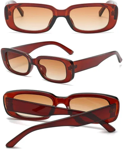 Vista 5 de BOJOD Gafas de sol rectangulares para mujer, gafas de sol retro a la moda, protección UV 400, gafas de marco cuadrado