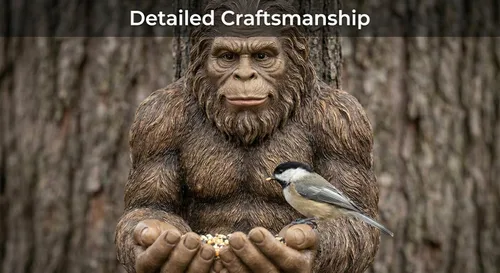 Vista 7 de Bigfoot - Comedero para pájaros de árbol – Sasquatch Big Foot Birdfeeder – Escultura de alimentación de pájaros de invierno estatua de jardín