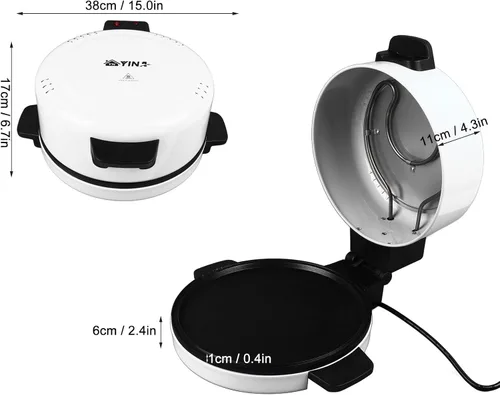 Vista 8 de Horno eléctrico para pizza, máquina de pizza de 12 pulgadas, para encimera, horno de pizza crujiente, pizza casera en 6 minutos. Ideal para fiestas