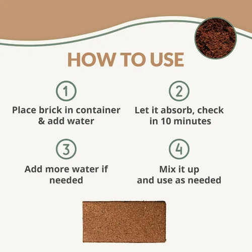 Vista 3 de Ladrillo de coco (650 gm) + polvo Myco Bliss (7.05 oz) – Fibra de coco orgánica para plantas y micorrizas para plantas – Inoculante de hongos