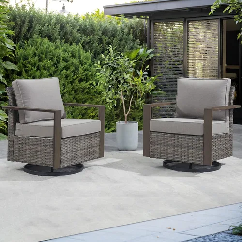 Vista 18 de Rilyson Sofá de mimbre para patio al aire libre, sofá de muebles de patio de ratán con marco resistente, mimbre de polietileno para todo