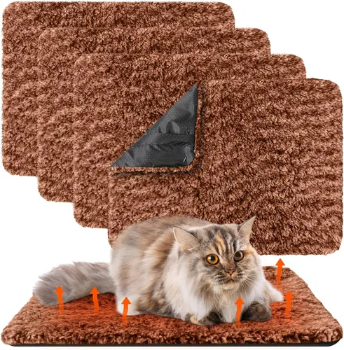 Vista 16 de Drydiet Paquete de 4 Almohadillas Autocalentadoras para Gatos Alfombrilla Térmica Lavable para Perros Sin Hogar Almohadillas Térmicas para Perreras