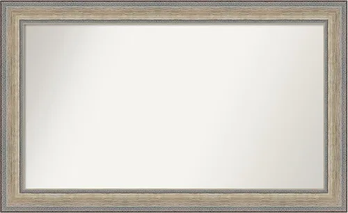 Vista 453 de Amanti Art Espejo de baño plateado para sobre el fregadero, 28 x 37 pulgadas, elegante espejo rectangular de peltre cepillado, marco de madera