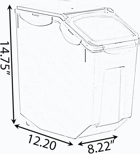 Vista 6 de Basicwise QI004138L.2 - Juego de 2 recipientes de plástico blanco para almacenar alimentos, con una taza medidora y ruedas, grande