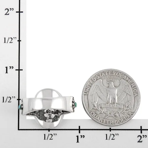 Vista 4 de Anillos de turquesa de plata de ley 925 y turquesa auténtica (SELECT COLOR)