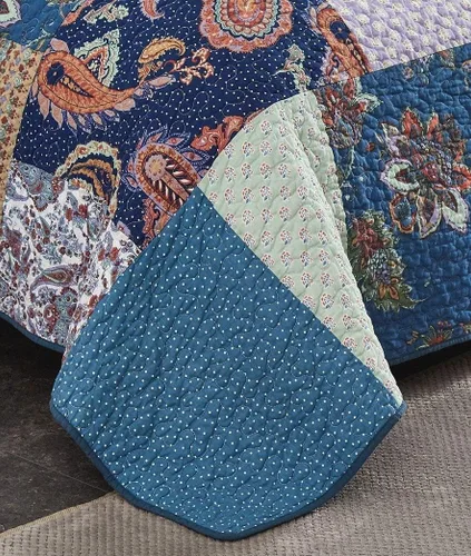 Vista 4 de Tache Home Colcha de cachemir floral bohemio rústico de algodón colcha de retazos