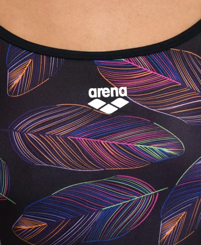 Vista 3 de Arena Traje de baño de espalda con refuerzo de hojas caídas para mujer