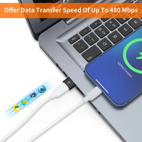 Vista 2 de JXMOX Adaptador USB C hembra a USB macho, paquete de 4 unidades, convertidor de cable de carga tipo C a USB A para Apple Watch Ultra iWatch 8 SE