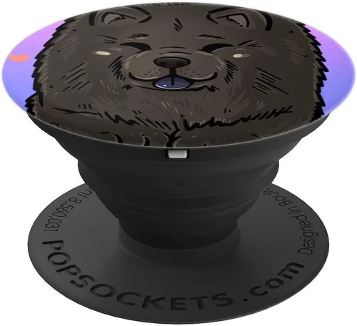 Vista 4 de PopSockets - Agarre y soporte para teléfonos y tabletas, diseño de cachorro, color negro, Negro
