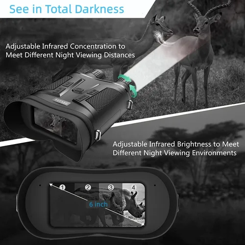 Vista 6 de Prismáticos digitales de visión nocturna para adultos con iluminación infrarroja con zoom para caza, vigilancia, navegación, vida silvestre o pesca