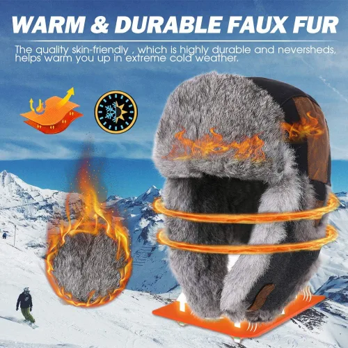 Vista 22 de Comhats Gran XL Trapper Trooper Caza Cálido Oído Solapa Rusia Ushanka Invierno Esquí Clima Frío Bombardero Sombreros para Hombres