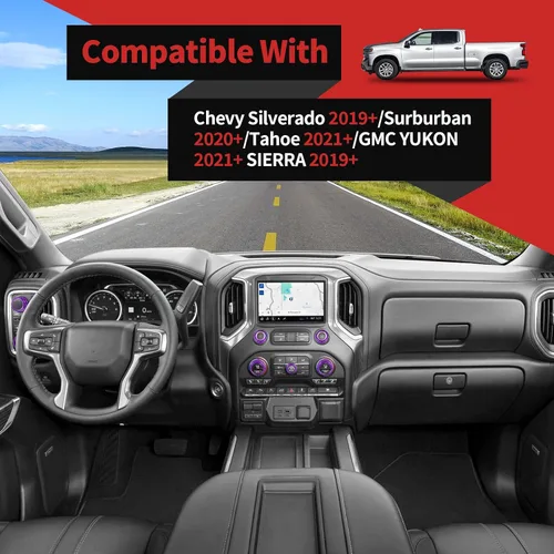 Vista 3 de Voodonala Silverado2019-2021 Juego de cubierta de anillo de interruptor central compatible con Chevy Silverado2019+/Suburban2020+/Tahoe2021+/GMC