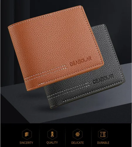 Vista 7 de SPDTECH Cartera para hombre, material de poliuretano, 4 tarjeteros de crédito, 2 bolsillos para dinero, 1 ventana transparente, adecuada