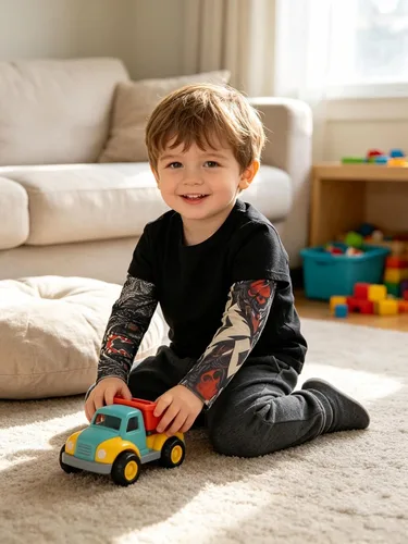 Vista 2 de LYSMuch Camiseta de manga larga para niños y niñas Negro