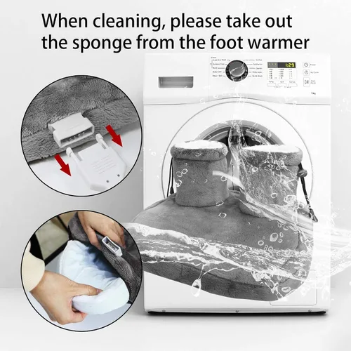Vista 7 de Calentador eléctrico de pies, máquina eléctrica de calor de pies para hombres y mujeres con 3 ajustes de temperatura, lavable a máquina, apagado