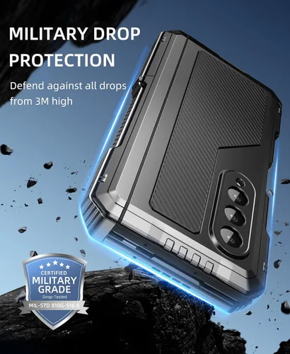 Vista 3 de Mitywah Armour - Funda para Saumsung Fold 4, protección de cuerpo completo para Galaxy Fold 4 con soporte para bolígrafo S, funda resistente a