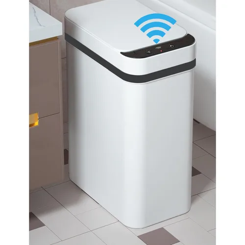 Vista 13 de Yatmung - Cubo de basura sin contacto para baño, cubo de basura inteligente de 2.5 galones con sensor de movimiento, papelera delgada con tapa