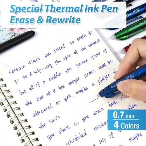 Vista 3 de KERIFI Bolígrafos de gel borrables de 0.7mm, bolígrafos de punta fina borrables con calor, haz que los errores desaparezcan, bolígrafos de tinta