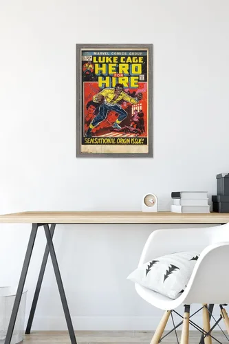 Vista 6 de Trends International Marvel Comics Luke Cage - Hero for Hire Cover #1 Wall Poster, 22.4L x 14.7W, Barnwood Framed Version