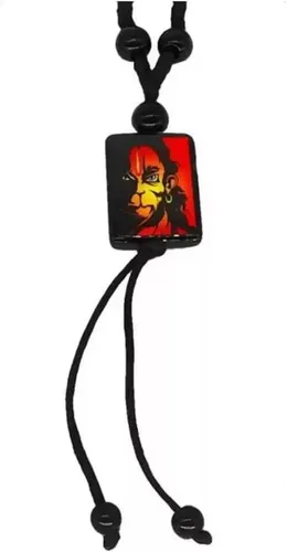 Vista 2 de Hanuman Ji Bajrangbali Sankatmochan Maruti Medallón con cuentas de cristal Cadena de algodón Dori Cadena de cristal negro y naranja Cadena de Dori