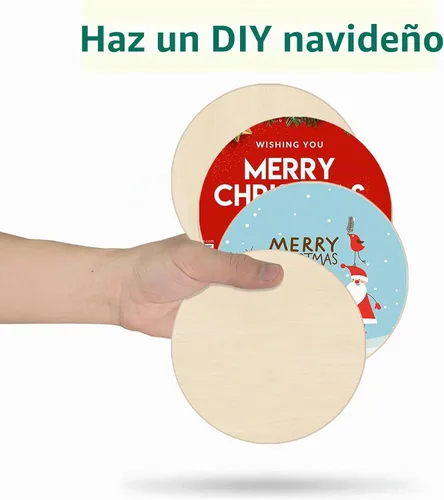 Vista 4 de Rondas de madera para manualidades de 6 pulgadas, paquete de 12 círculos redondos de madera sin terminar para manualidades, discos redondos