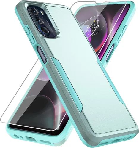 Vista 19 de Funda para Moto G 5G 2022, con protector de pantalla [prueba de caídas de grado militar], funda protectora resistente de servicio pesado robusto a