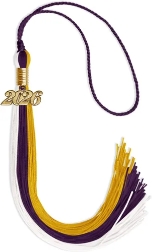 Vista 181 de Endea - Borla de graduación de triple color con gota de fecha dorada (negro/dorado/granate, 2020)
