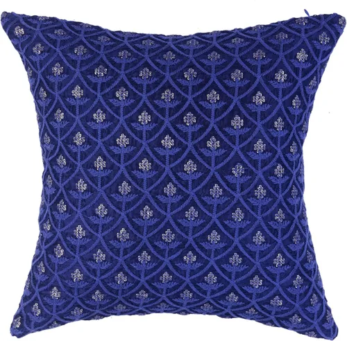 Vista 5 de Fundas de cojín decorativas azules pequeñas de 12 x 12 pulgadas, fundas de almohada bordadas con lentejuelas para sofá cama, paquete de 2 fundas