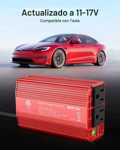 Vista 6 de Inversor de corriente Bestek 300 W CC 12 V a 110 V CA con adaptador de auto con puerto USB doble 4.2 A