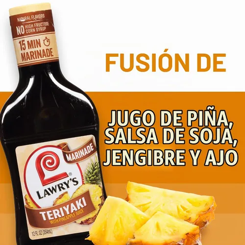 Vista 15 de Lawry's Teriyaki con adobo de jugo de piña, 12 fl oz