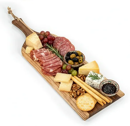 Vista 8 de PICNIC TIME Artisan Tabla de Charcutería de Acacia de 18", Tabla de Cortar de Madera con Asa, Bandeja de Servir Multiusos, Tablón Decorativo