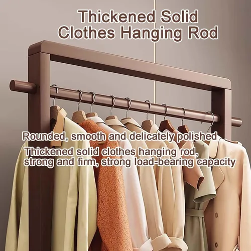 Vista 4 de Perchero de bambú para dormitorio, perchero resistente para colgar ropa, estantes organizadores de almacenamiento de ropa de zapatos, 63 pulgadas