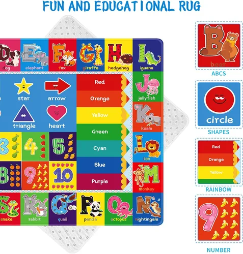Vista 3 de Alfombra infantil para sala de juegos, alfombra educativa ABC, alfombra suave antideslizante para bebé, alfombra de juego para bebé, alfombra