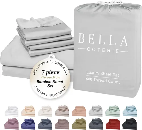 Vista 79 de Bella Coterie - Juego de sábanas tamaño individual, viscosa de bambú, de cultivo orgánico, ultrasuaves, refrescantes para calurosos, esquinas tipo