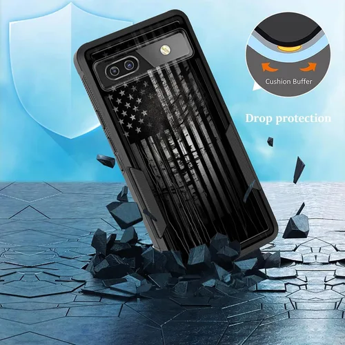 Vista 59 de Funda para Pixel 6A, funda protectora híbrida de doble capa resistente a prueba de golpes de policarbonato duro de silicona suave TPU para Google