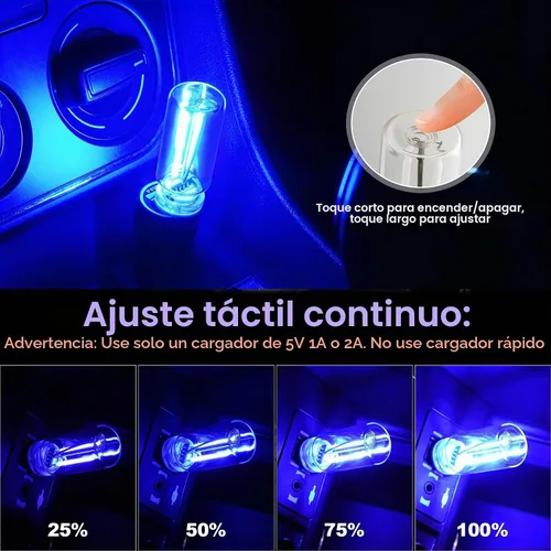 Vista 4 de SINGARO 2PCS Luces LED USB de noche para automóvil, lámpara retro para decoración de atmósfera automotriz, luces de ajuste táctil
