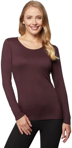 Vista 5 de 32 Degrees Camiseta ligera de capa base para mujer, manga larga, ajuste de forma, elástico en 4 direcciones, térmica Negro