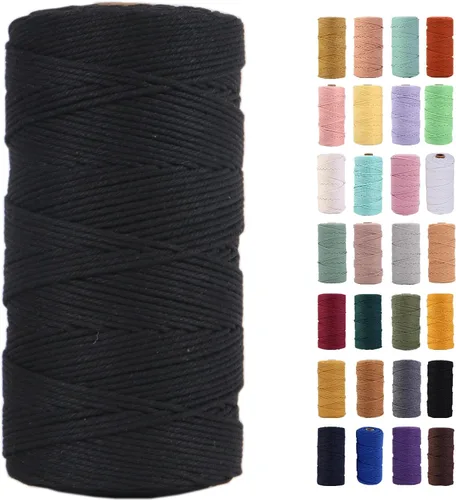 Vista 38 de Cuerda de macramé azul aire de 0.079 in x 220 yardas, cuerda de algodón colorido de algodón suave para colgar en la pared, colgadores de plantas