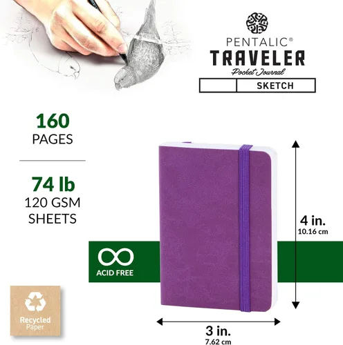 Vista 3 de Cuaderno de bocetos Travelers Dot Grid Pentalic Art, libre de ácidos