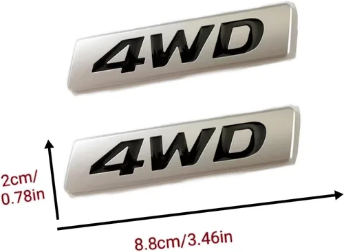 Vista 4 de 2 piezas de metal 3D 4WD emblema capó puerta lateral guardabarros puerta elevador puerta puerta trasera tronco autoadhesivo, placa de identificación