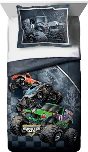 Vista 4 de Jay Franco Monster Jam Grave Digger - Juego de cama matrimonial con cesta desplegable