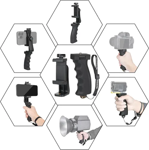 Vista 6 de Soporte ergonómico anticaída para teléfono celular, Vlogging, estabilizador de agarre de mano, soporte para teléfono inteligente, kit de video