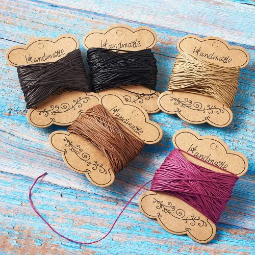 Vista 6 de Craftdady - Hilo encerado, Algodón, 5 colores, 155 yardas, 1mm
