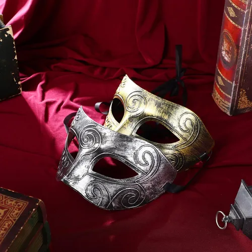 Vista 6 de PRETYZOOM 2 máscaras de máscaras para hombres y mujeres, máscara de guerrero griego romano, máscara veneciana para parejas, máscara de media máscara