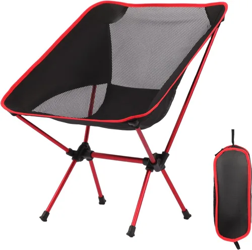 Vista 8 de Silla de camping ultraligera, silla de camping portátil plegable con malla de nailon transpirable, diseño compacto y bolsa de transporte